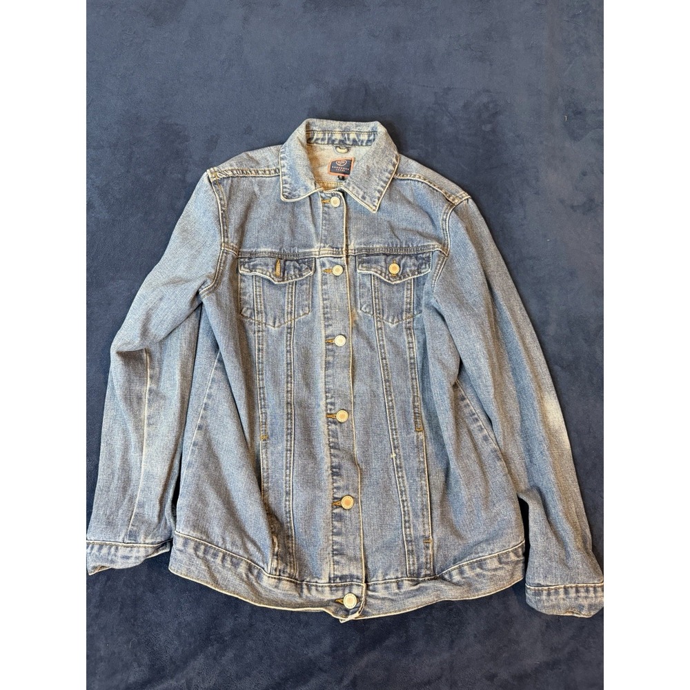 Boom Boom Womens Distressed Light Blue Denim Burton Jacket Size S